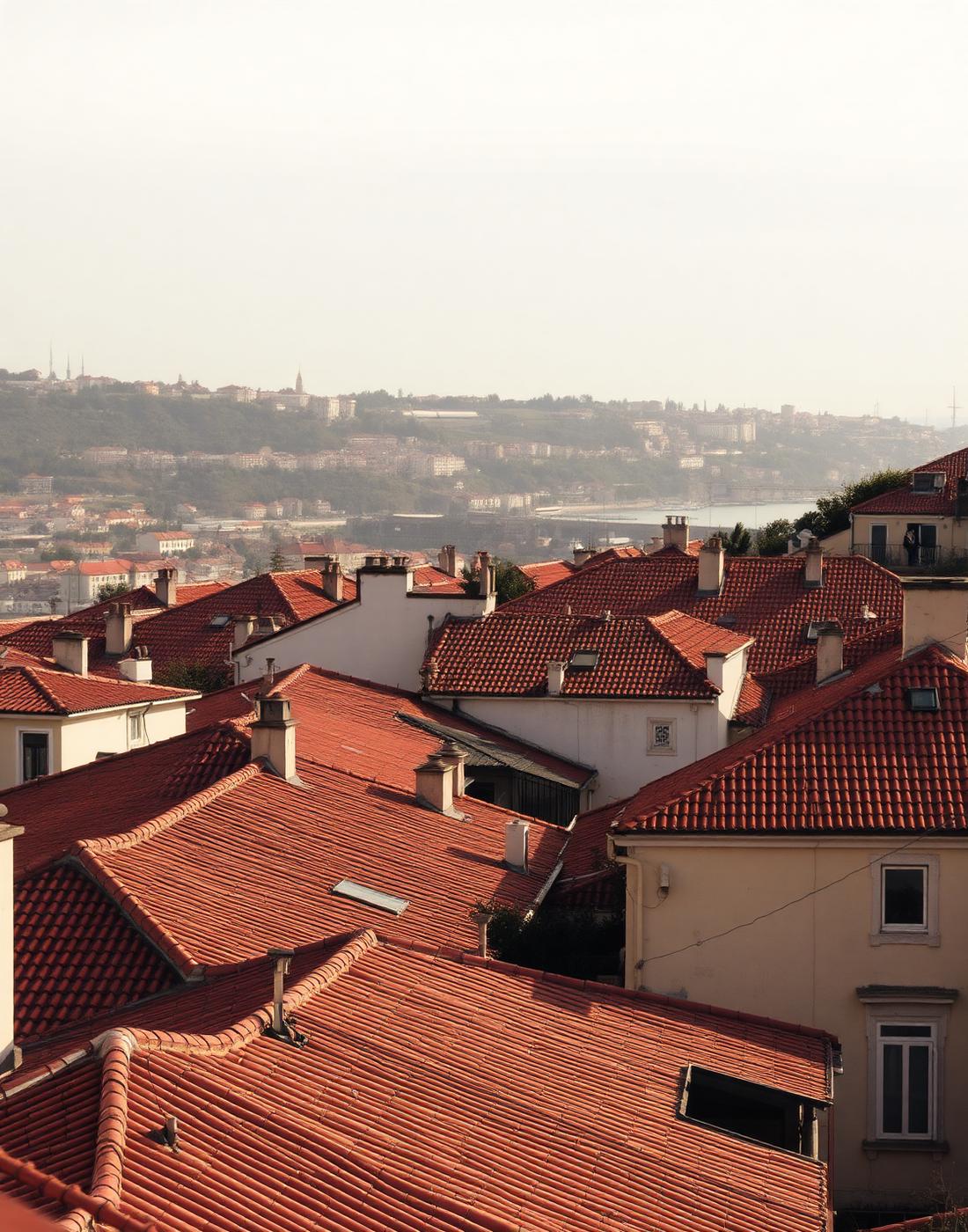 Telhados de Lisboa com o rio ao fundo